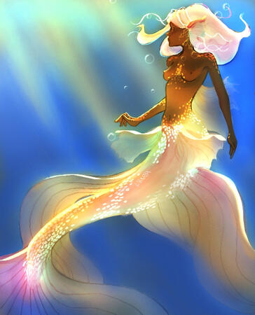 A pearlescent mermaid illustration